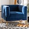 Baxton Studio Seraphin Navy Blue Velvet Upholstered Gold Finished Armchair 157-9794 - alternate 5